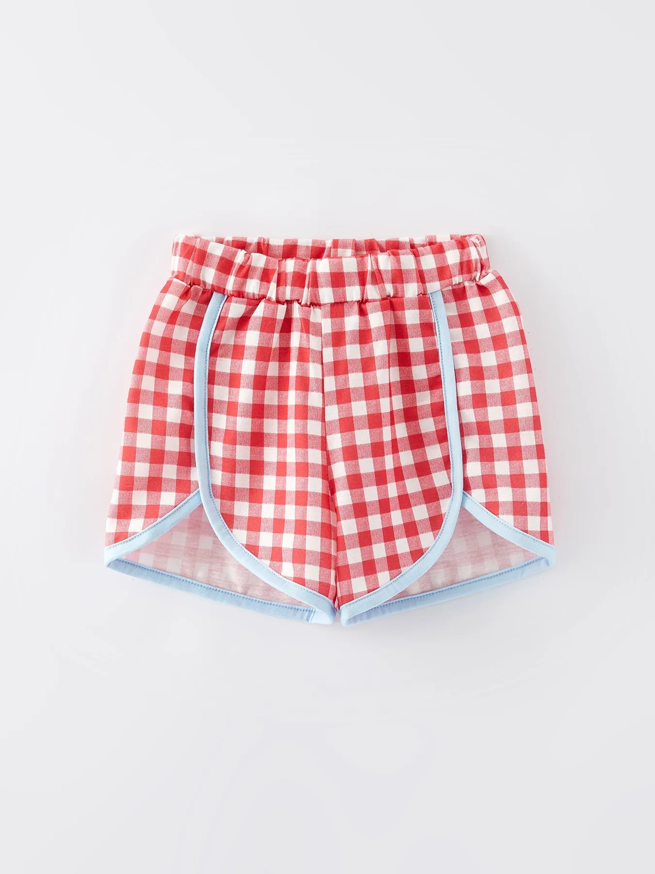 4th Of July Cartoon Character Print Plaid Cute Girls Outfits Set