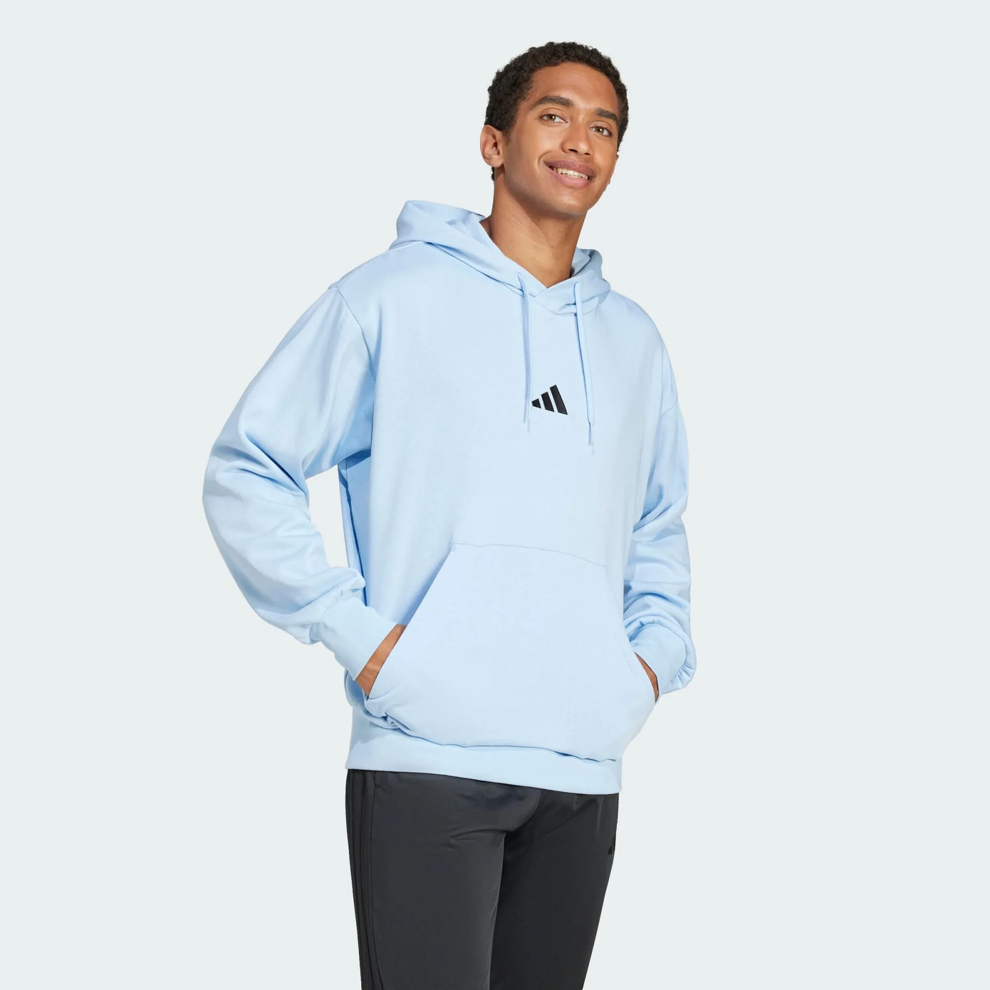 ADIDAS MEN'S FEELCOZY FLEECE BLUE HOODIE