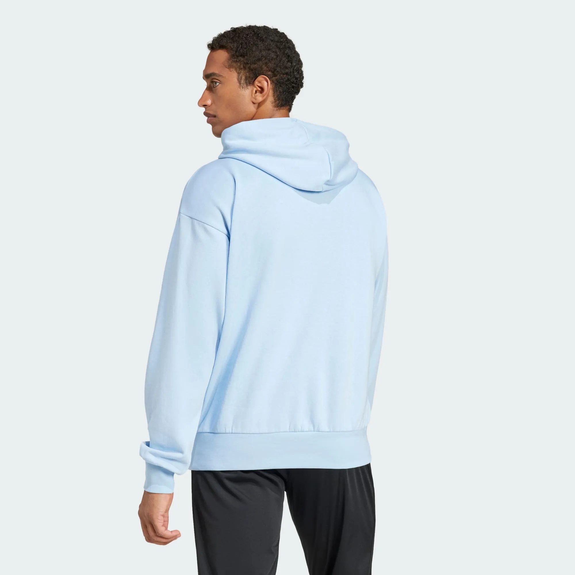 ADIDAS MEN'S FEELCOZY FLEECE BLUE HOODIE