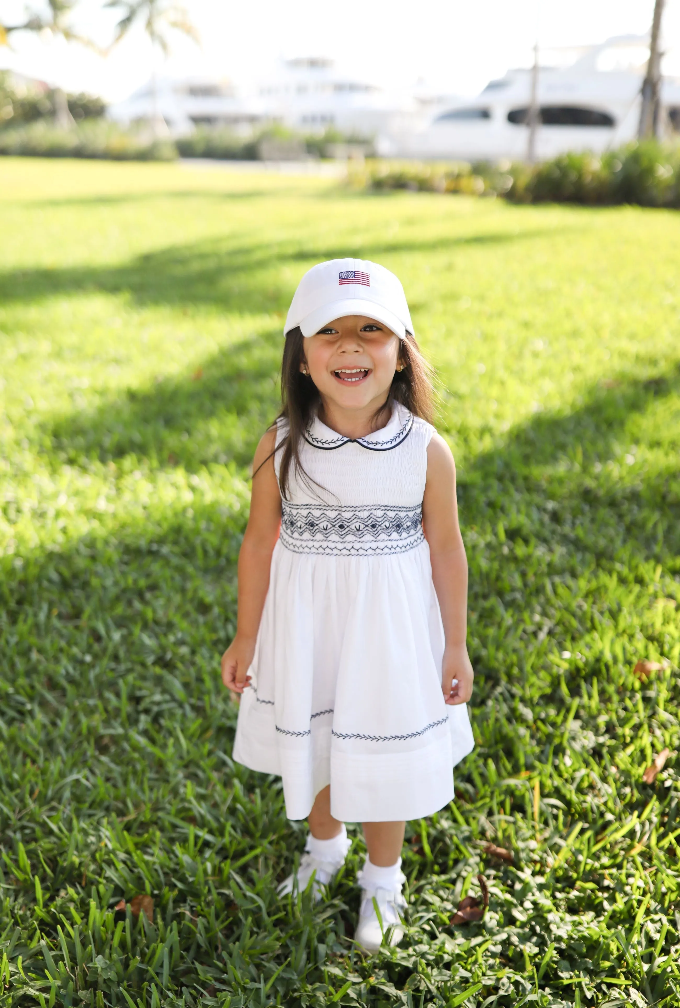 American Flag Bow Baseball Hat (girls) Babykids_Bits-Bows