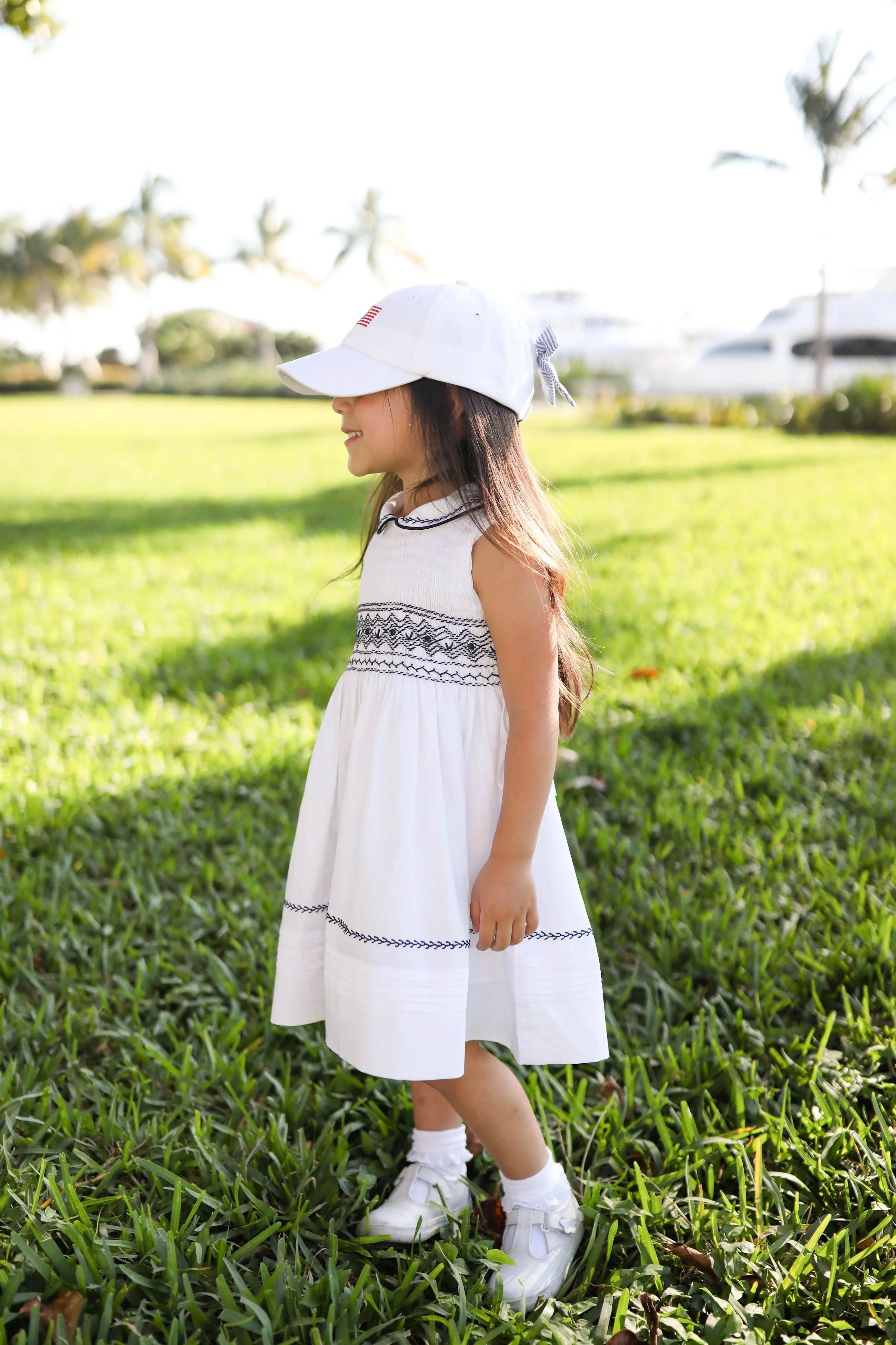American Flag Bow Baseball Hat (girls) Babykids_Bits-Bows