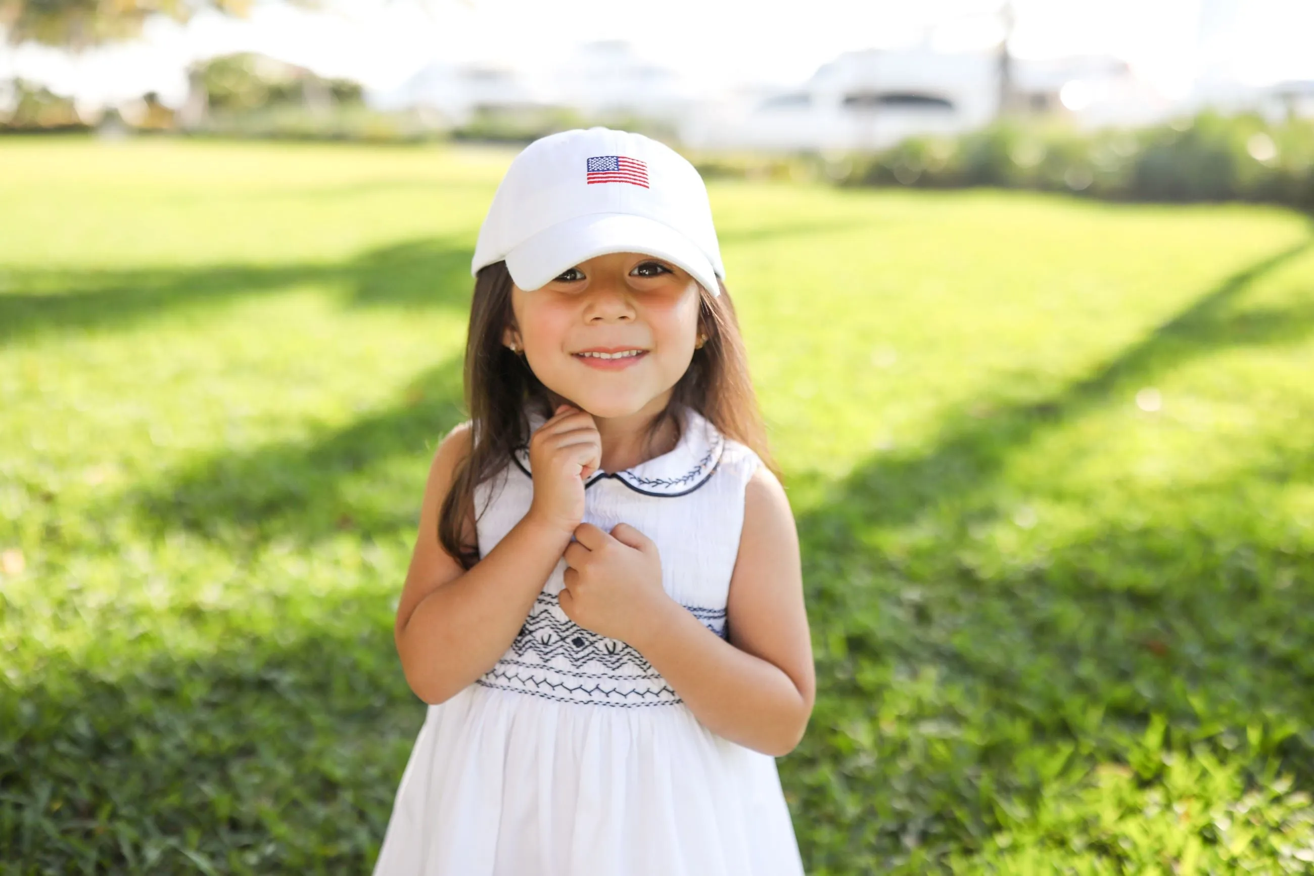 American Flag Bow Baseball Hat (girls) Babykids_Bits-Bows