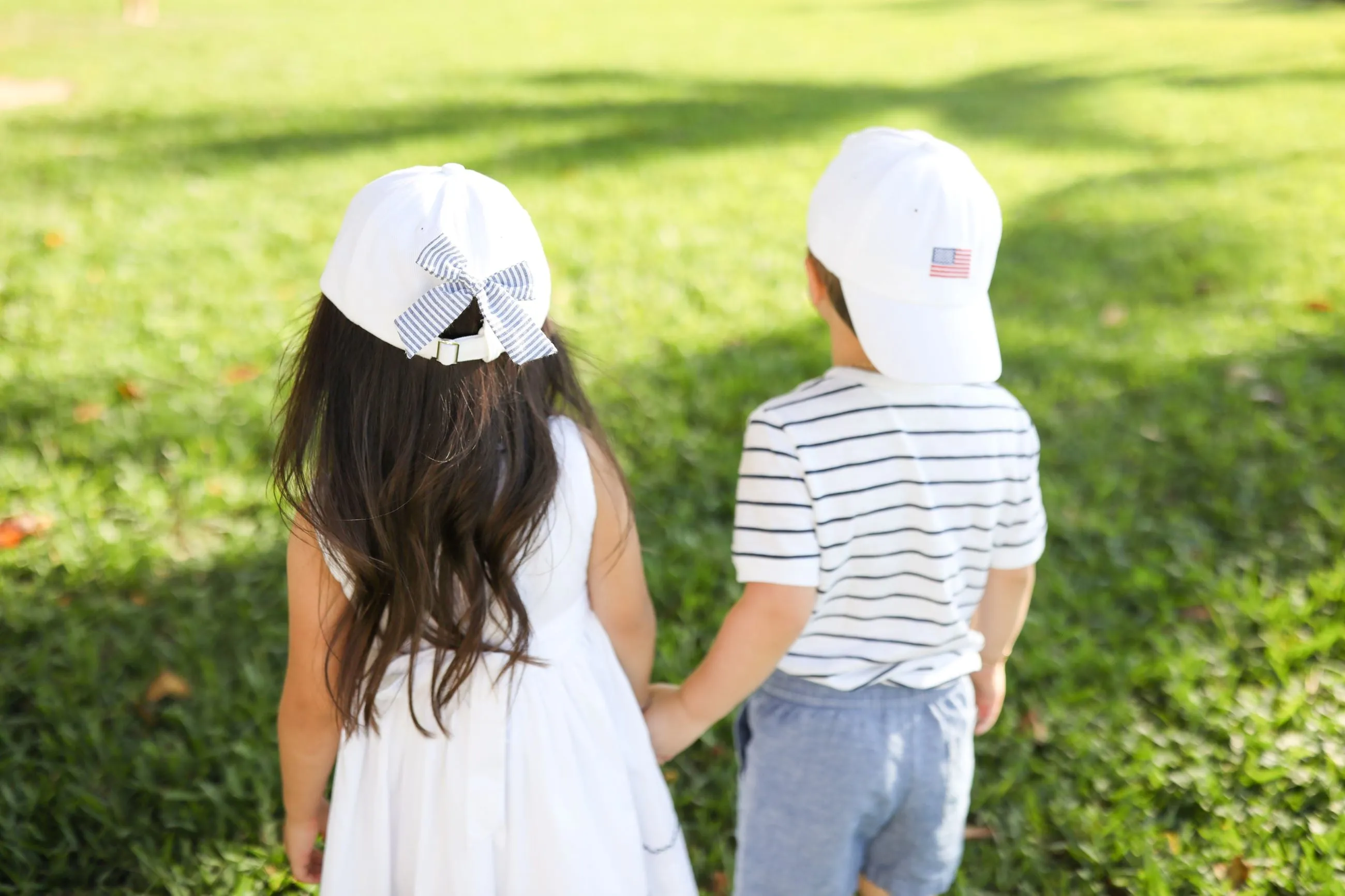 American Flag Bow Baseball Hat (girls) Babykids_Bits-Bows