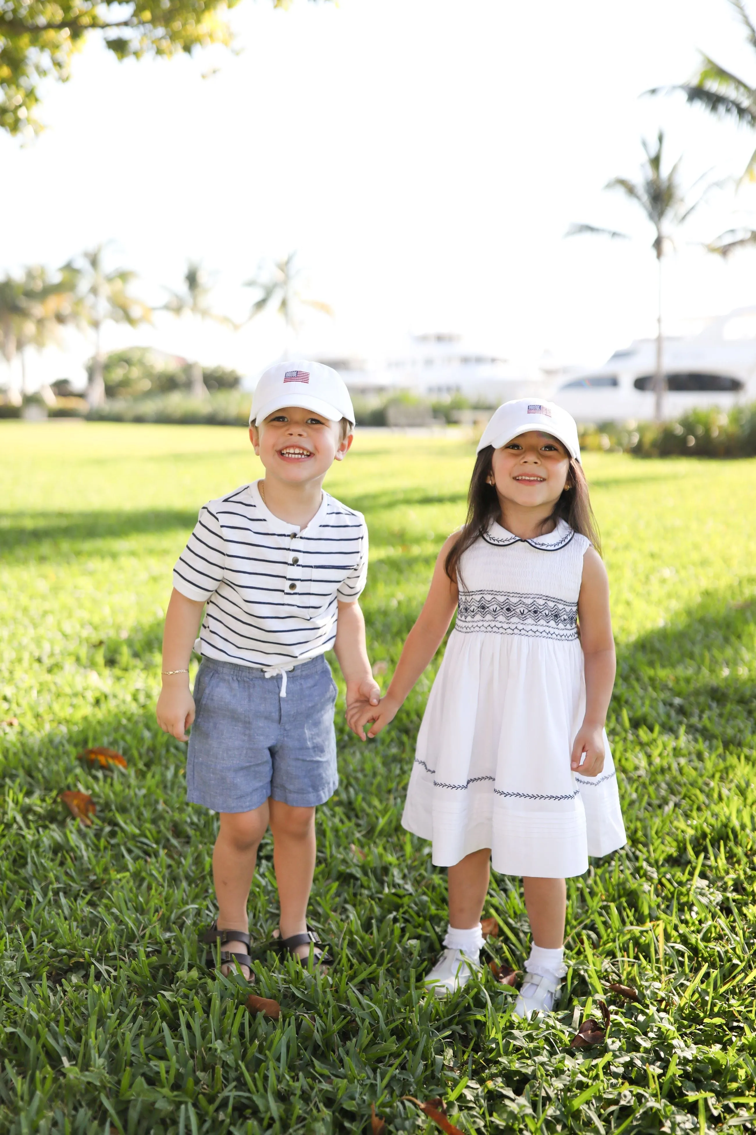 American Flag Bow Baseball Hat (girls) Babykids_Bits-Bows