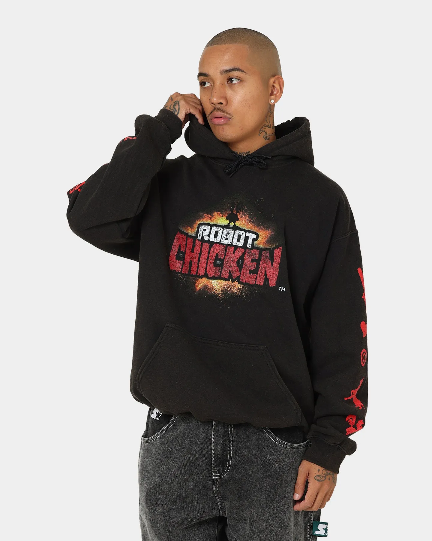American Thrift Chicken Boom Vintage Hoodie Black Wash