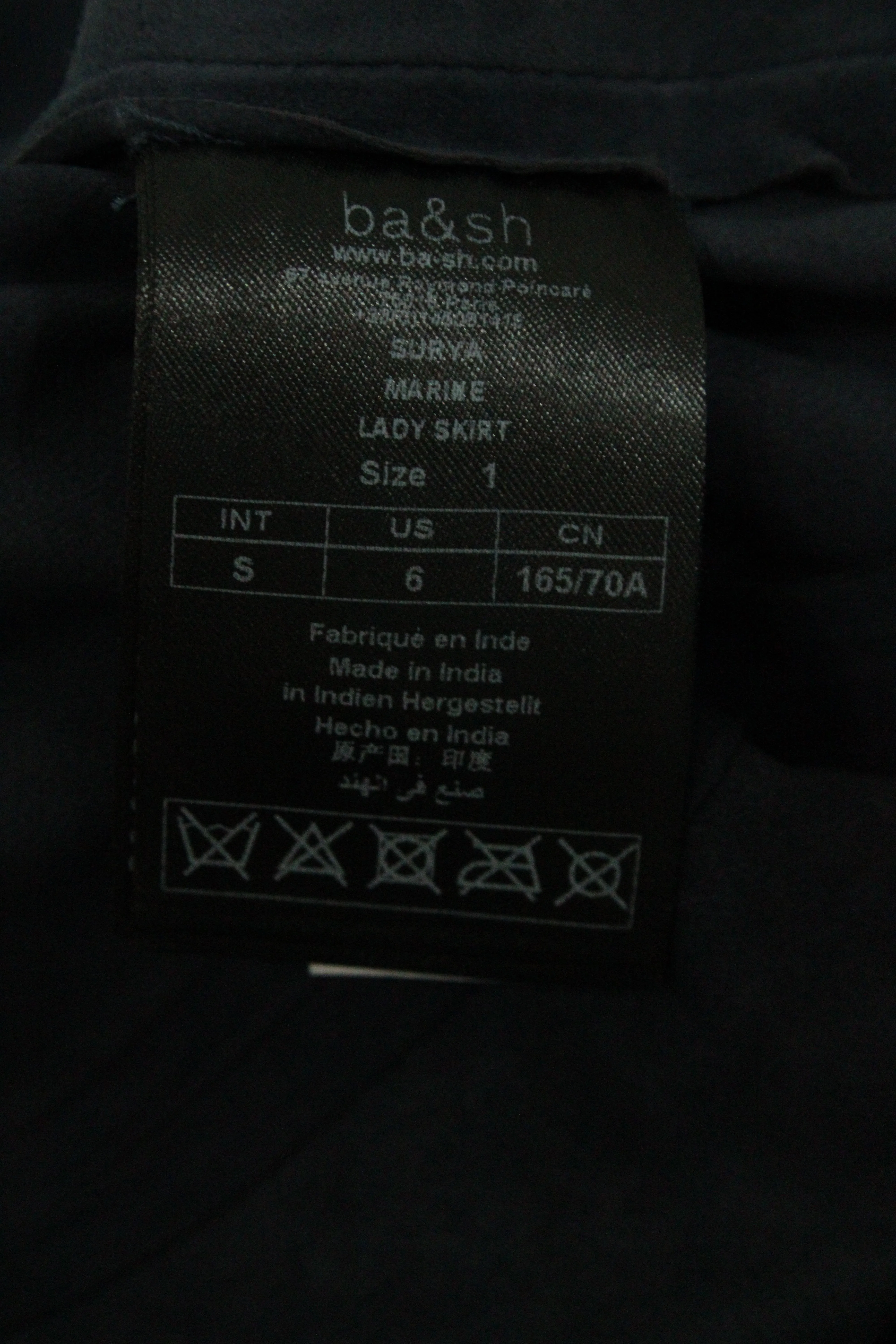 Ba & Sh Asymmetric Skirt in Black Goatskin Leather