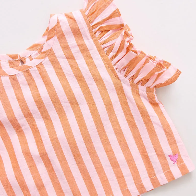 Baby Abigail Two Piece Set - Orange Pink Stripe by Pink Chicken