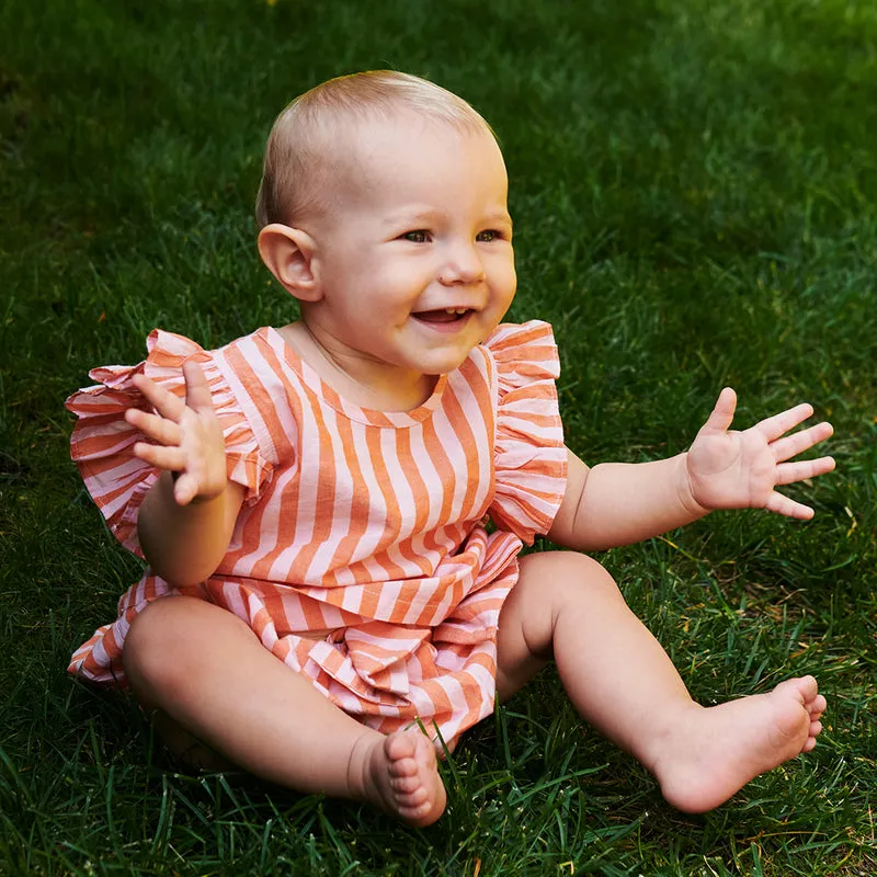 Baby Abigail Two Piece Set - Orange Pink Stripe by Pink Chicken