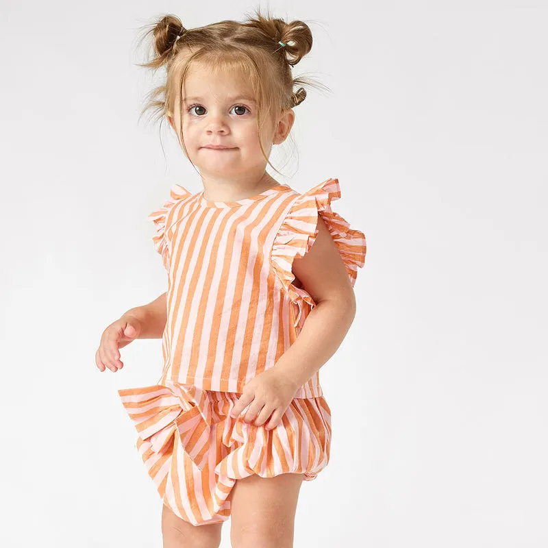 Baby Abigail Two Piece Set - Orange Pink Stripe by Pink Chicken