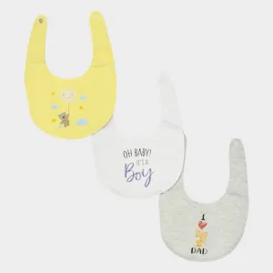 BABY Boys Cotton Bib Set – Bear & Cloud (Pack of 3)