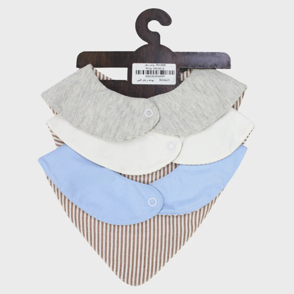 BABY Boys Cotton Bib Set – "Man's Face" (Pack of 3, Scarf Style)