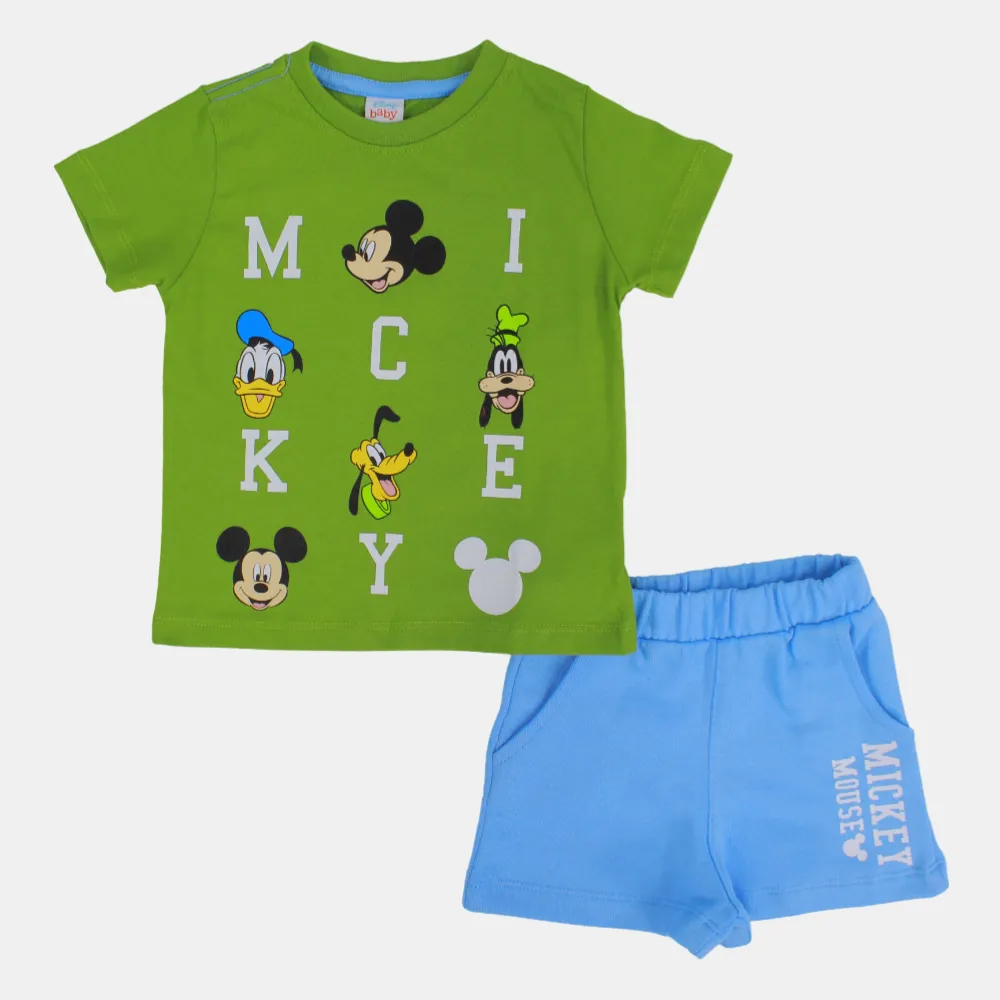 Baby Boys Cotton Pajama Set – Mickey Mouse Print
