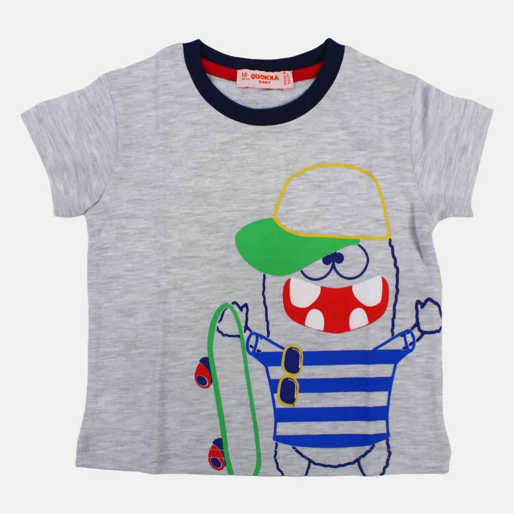Baby Boys Cotton Short-Sleeved T-Shirt with a Fun Design