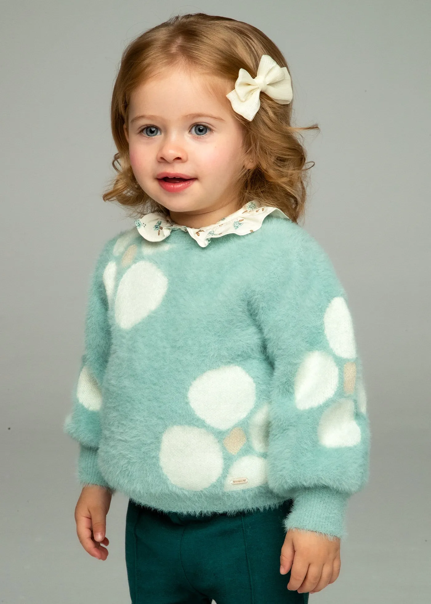 Baby Flower Jacquard Sweater - Jade by Mayoral - FINAL SALE