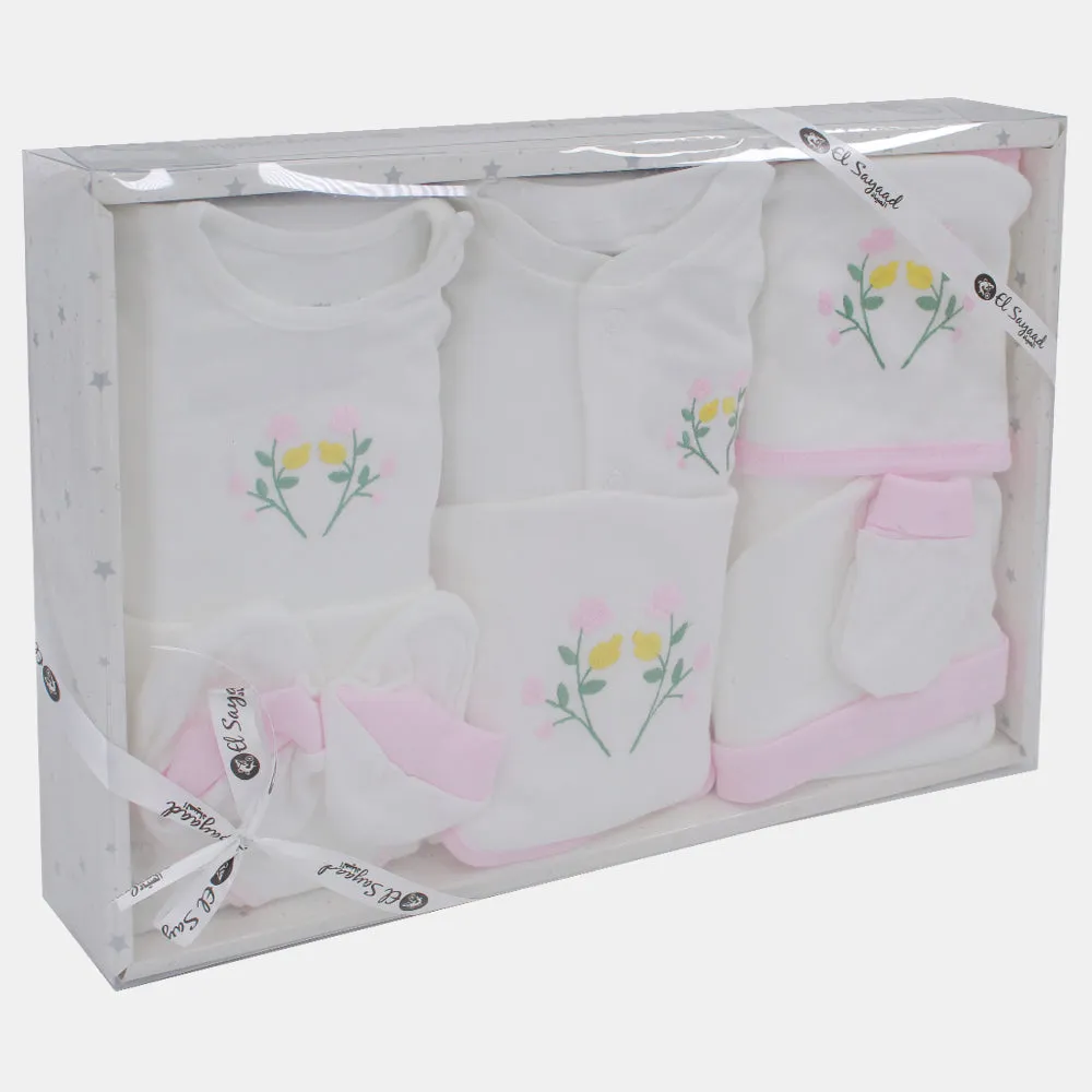Baby Girls Gift Clothes Box – White & Pink Floral Theme