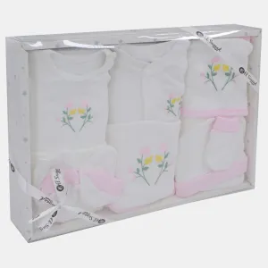 Baby Girls Gift Clothes Box – White & Pink Floral Theme