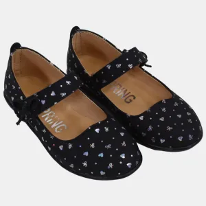 Baby Girls Leather Shoes – Black with Heart Details