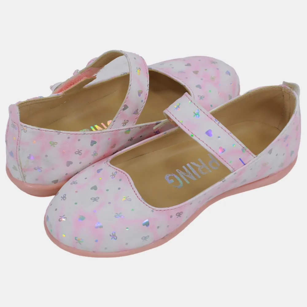 Baby Girls Leather Shoes – Pink with Heart Details