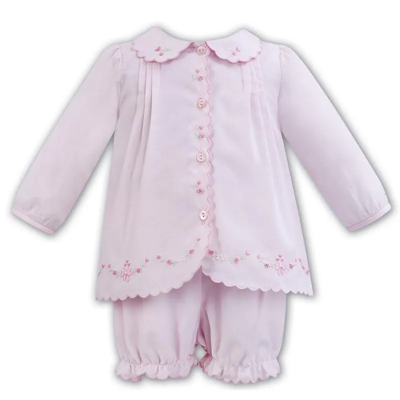 Baby Girls Pink Hand Embroidered Two Piece Set