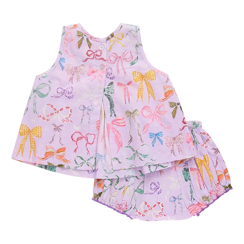 Baby Jaipur Two Piece Set - Lavender Watercolor Bows by Pink Chicken