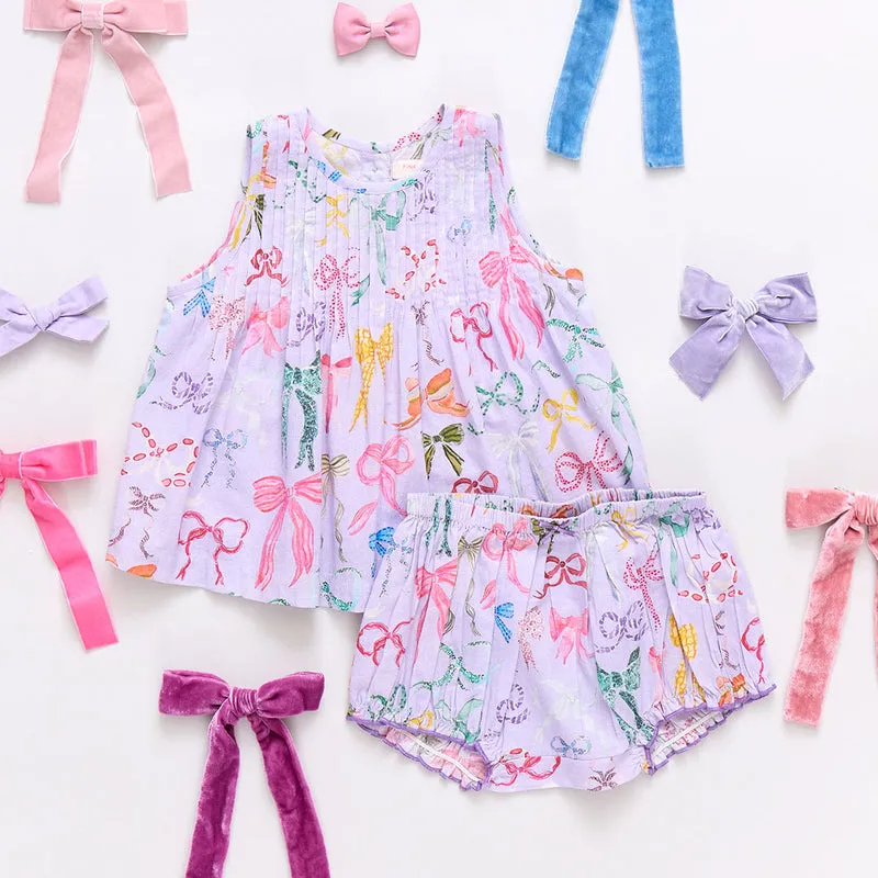 Baby Jaipur Two Piece Set - Lavender Watercolor Bows by Pink Chicken