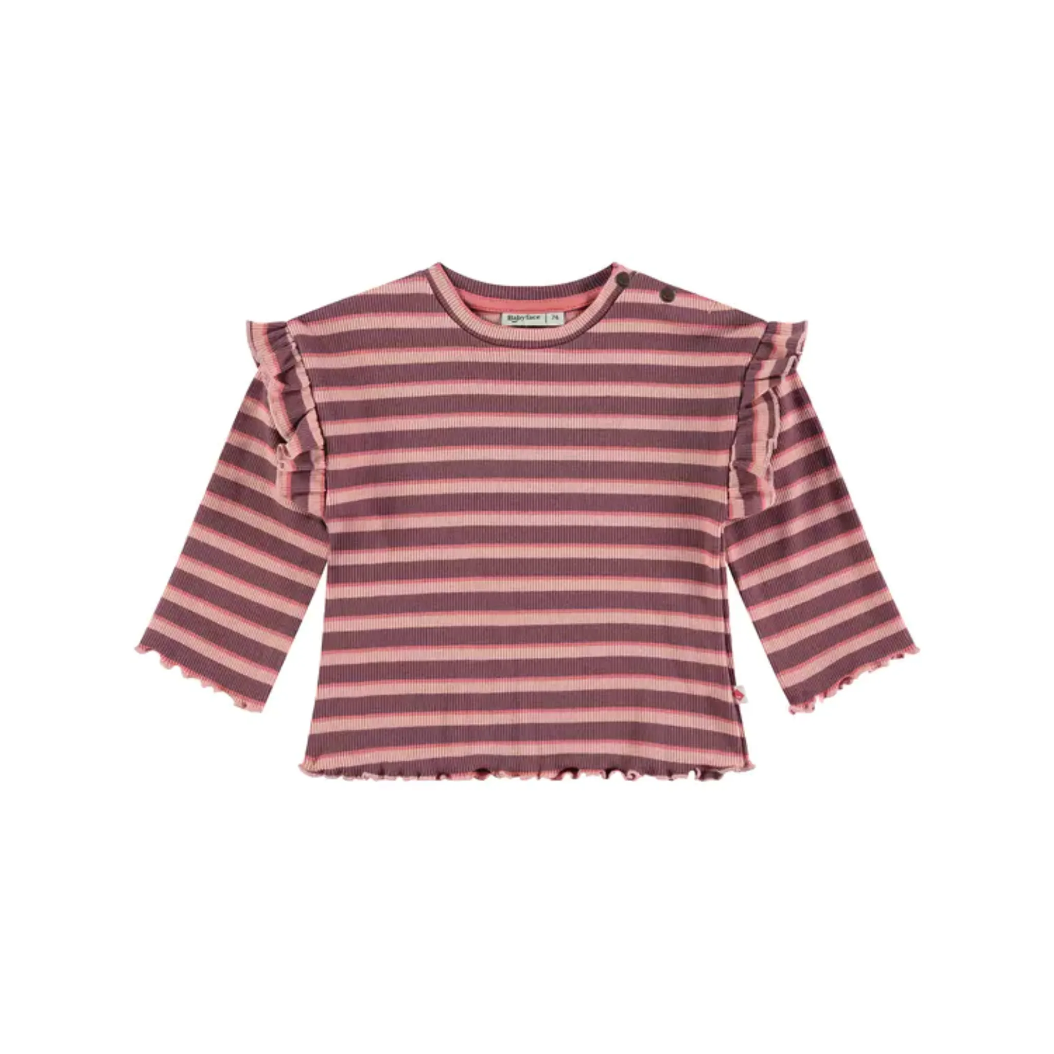 Baby Ruffle Sleeve Tee - Purple Stripes by Babyface