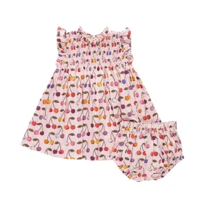 Baby Stevie Dress Set - Cloud Pink Cherry by Pink Chicken