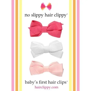 Baby's First Hair Clip Gift Set - Shocking Pink   White   Pink by No Slippy Hair Clippy
