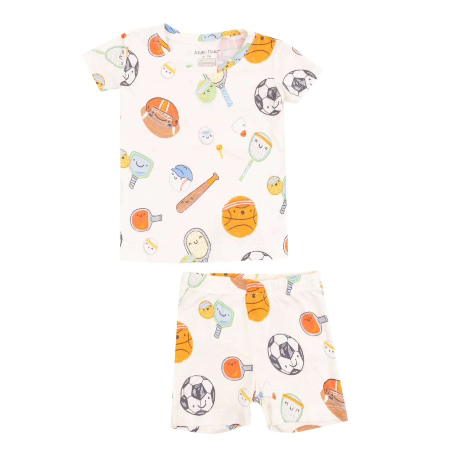 Bamboo Short Sleeve Lounge Wear Set with Shorts - Sports Ball Friends by Angel Dear