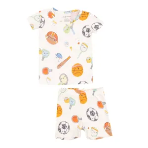 Bamboo Short Sleeve Lounge Wear Set with Shorts - Sports Ball Friends by Angel Dear