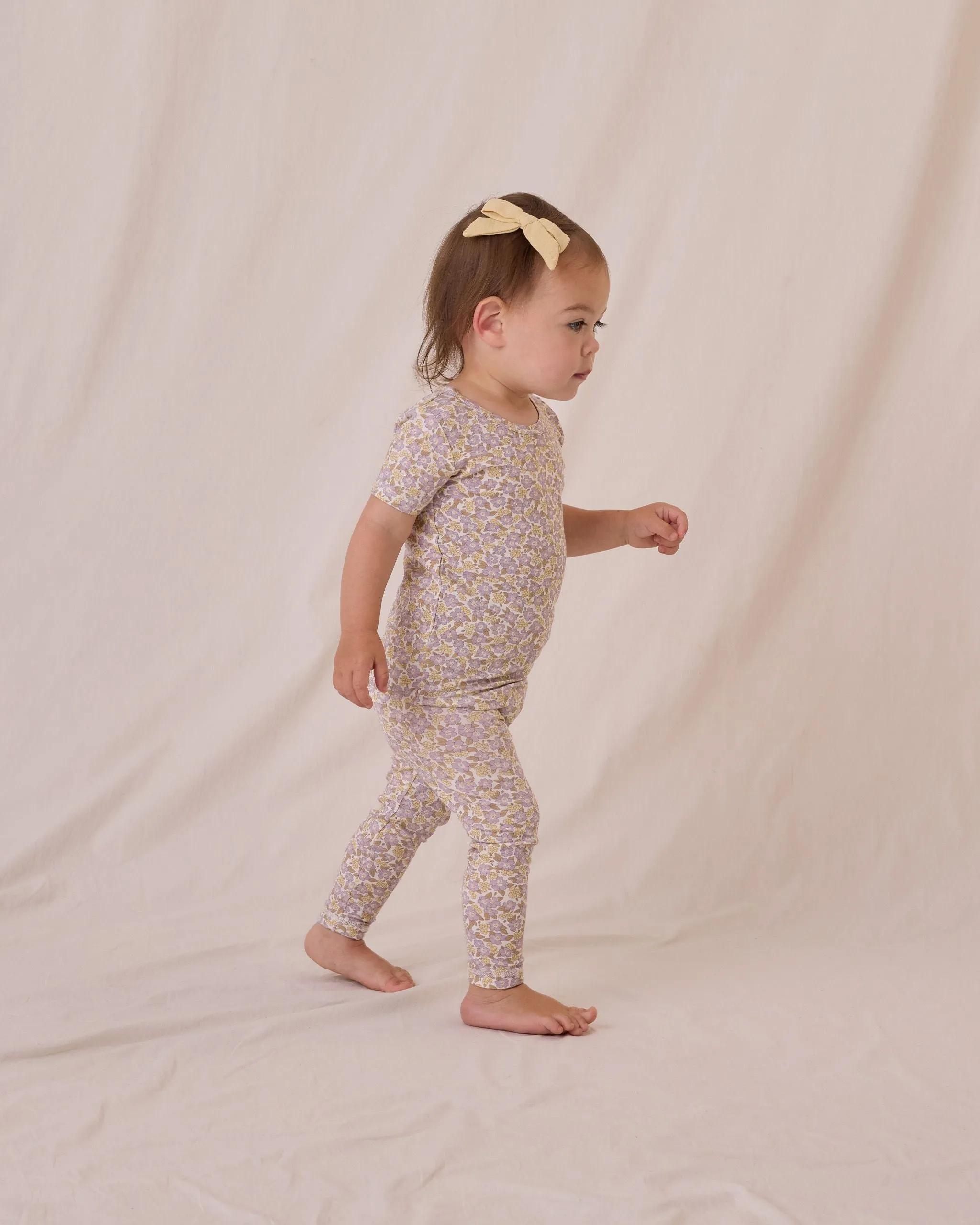 Bamboo Short Sleeve Pajama Set - Purple Floral by Quincy Mae
