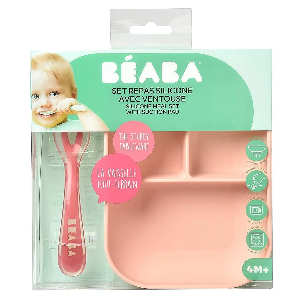 BEABA Silicone Suction Compartment Plate (Pink)