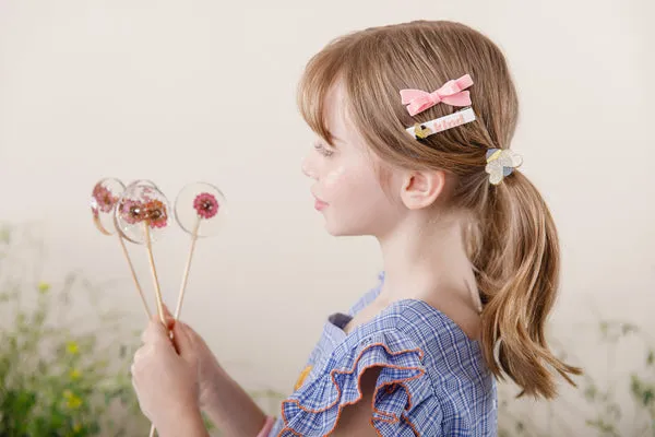 Bee Kind and Pink Bow Hair Clips by Lilies & Roses NY