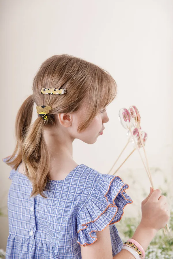 Bee Kind and Pink Bow Hair Clips by Lilies & Roses NY