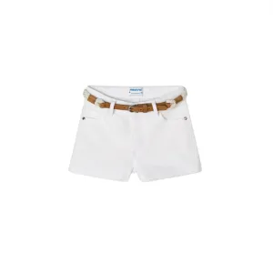 Better Cotton Belted Shorts - White by Mayoral - FINAL SALE