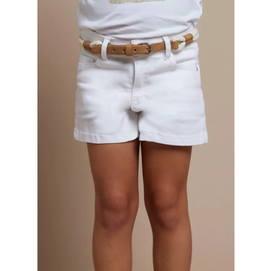 Better Cotton Belted Shorts - White by Mayoral - FINAL SALE