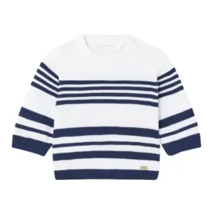Better Cotton Knit Sweater - White/Naval by Mayoral - FINAL SALE