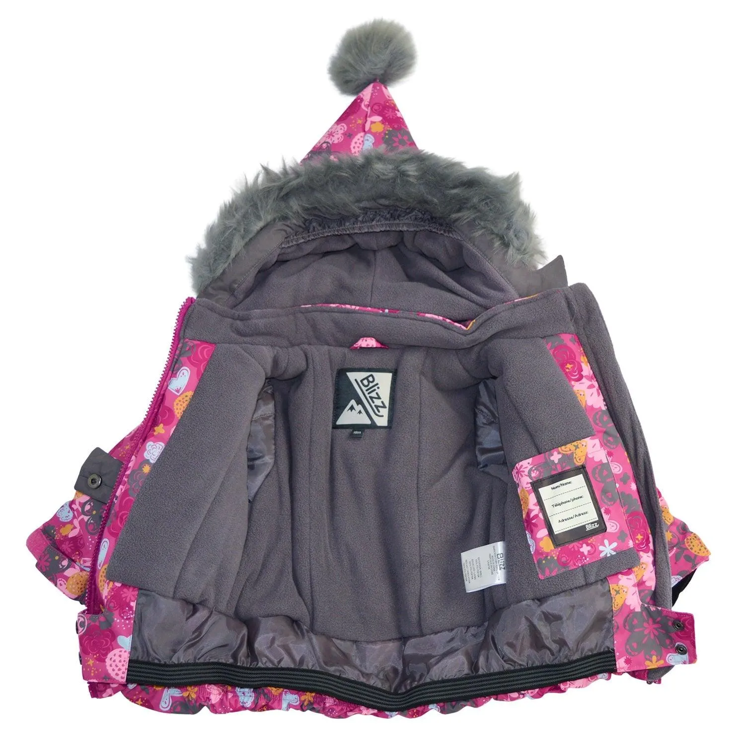 Blizz Toddler Girls with Pointy Hood Snow Suit (18m & 24m) - 22WBLI5223 Babykids Blizz