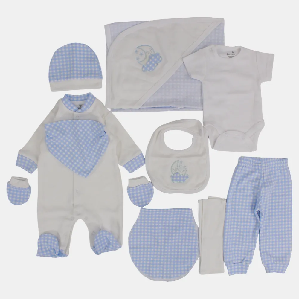Blue Checkered 11-Piece Baby Layette Set