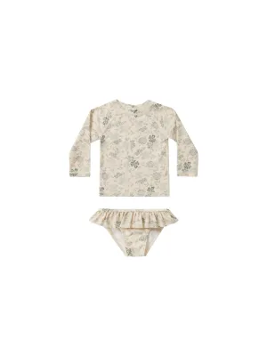 Blue Floral Rash Guard Set