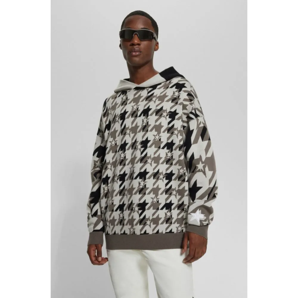 BOSS x Perfect Moment knitted-wool hoodie with houndstooth pattern