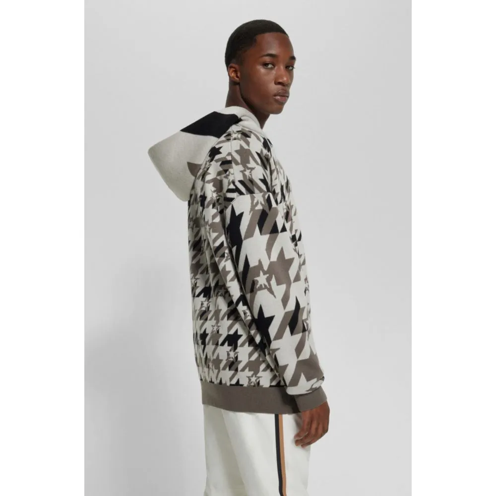 BOSS x Perfect Moment knitted-wool hoodie with houndstooth pattern