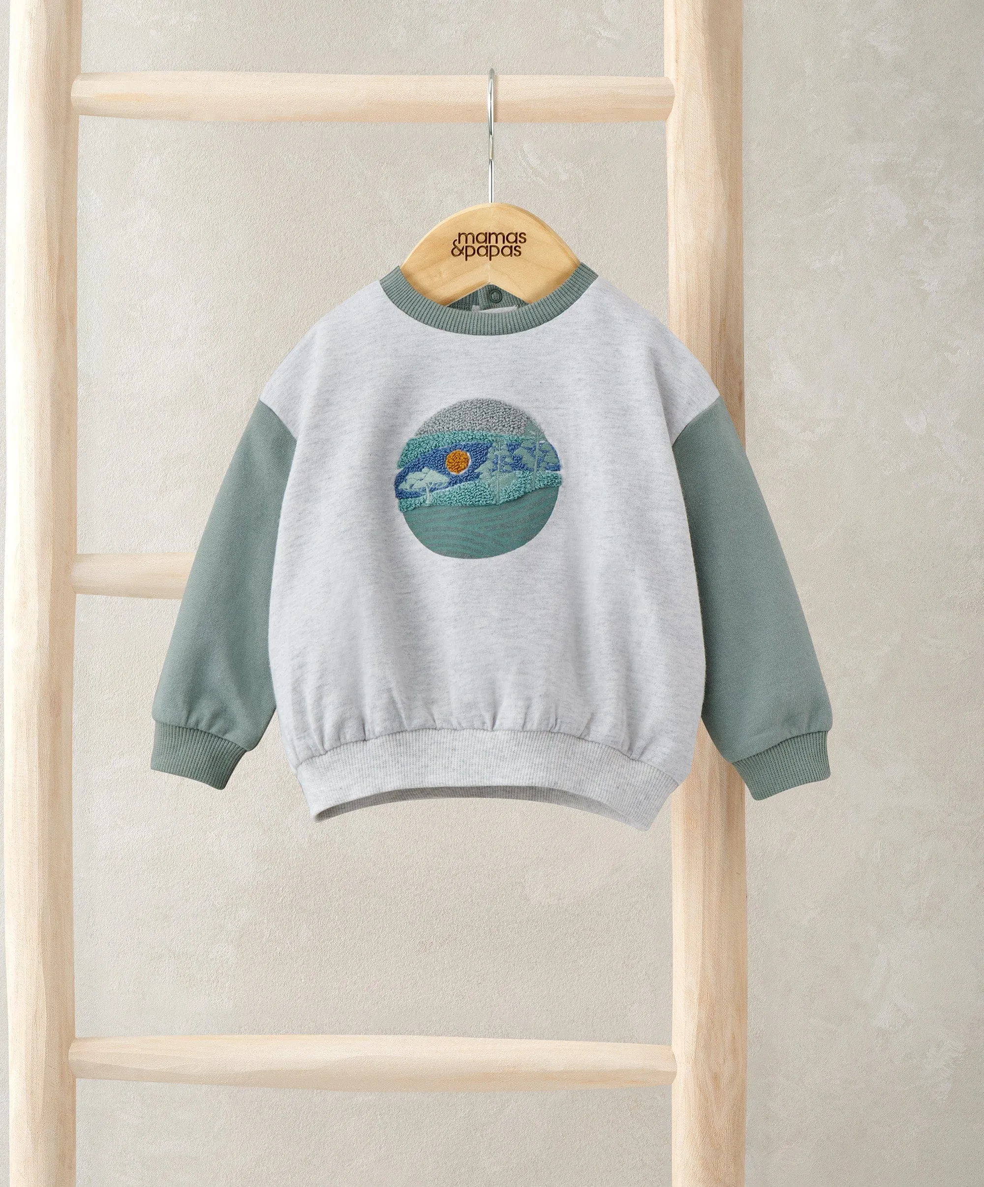 Boucle Detail Sweatshirt - Blue Babykids Mamas & Papas