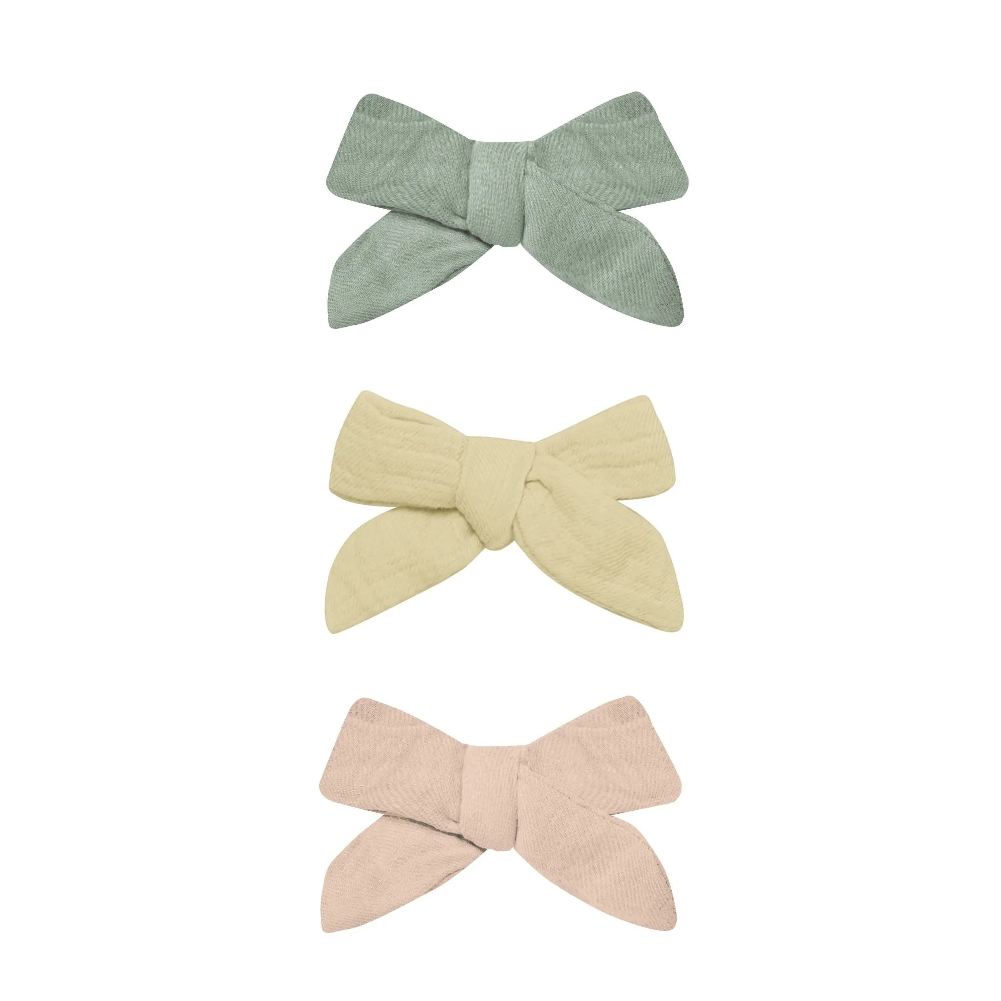Bow w. Clip, Set of 3 - Sage, Yellow, Melon by Quincy Mae