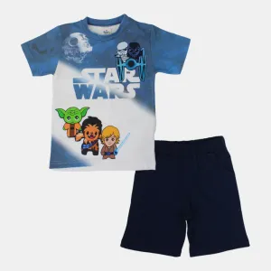 Boys' Cotton Short-Sleeved Pajama Set – "Star Wars" Design