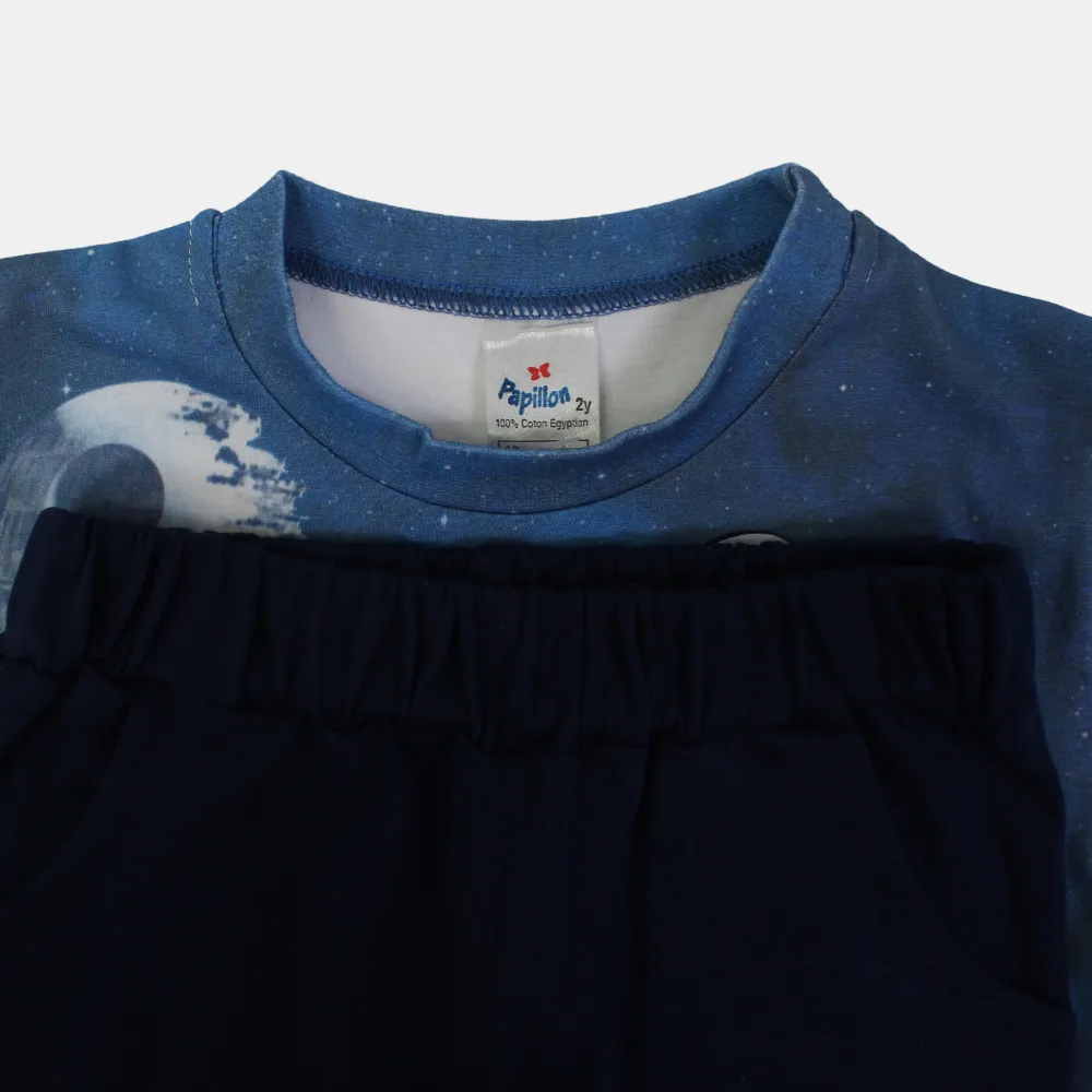 Boys' Cotton Short-Sleeved Pajama Set – "Star Wars" Design