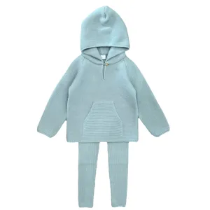 Boys Green Knit Hooded Set