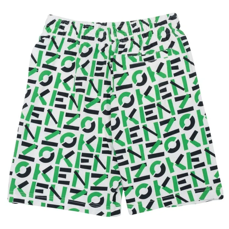 Boys Green Logo Mania Bermuda Shorts