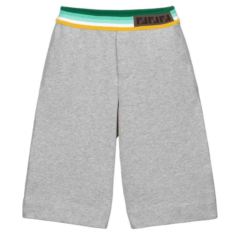 Boys Grey FF Logo Trim Shorts
