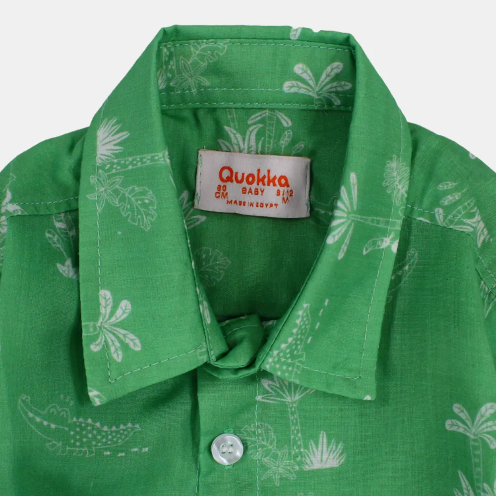 Boys Long-Sleeved Cotton Shirt with Happy Croco Print
